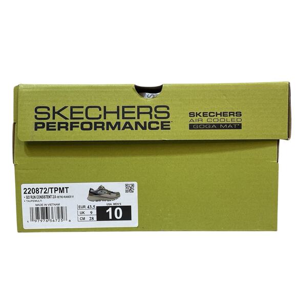 Skechers Go Run Mens Size 10 Sneakers Consistent 2.0 Retro Runner V1 Taupe Blue - Picture 8 of 9